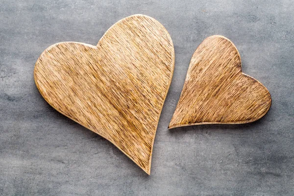 Rustikales Herz Aus Holz Auf Grauem Hintergrund — Stockfoto