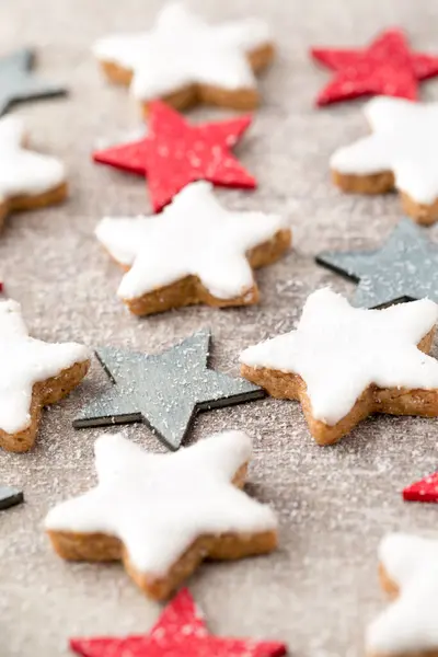 Weihnachten Zimt Aromatisierte Sternförmige Kekse — Stockfoto