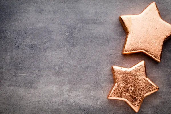 Bronze Stern Weihnachtsmuster Hintergrund Zur Grauen Farbe — Stockfoto