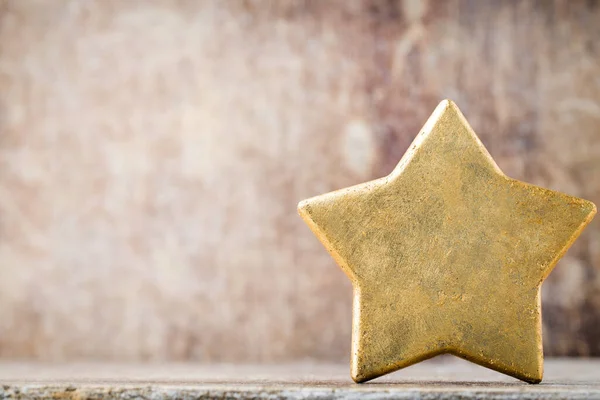 Bronzener Sternenschmuck Feiertagsdekorationen Bronze Auf Bokeh Hintergrund — Stockfoto