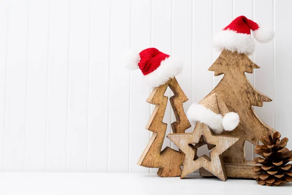 Christmas Decoration White Wooden Background — Stock Photo, Image