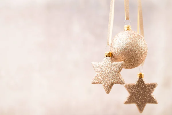 Christmas Glossy Decor Golden Star Ball — Stock Photo, Image
