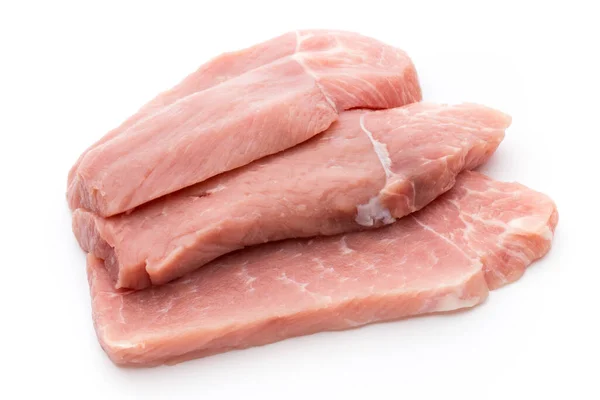 Vers Varkensfilet Met Basilicum Een Witte Achtergrond — Stockfoto