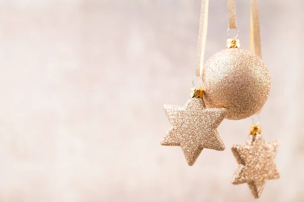 Christmas Glossy Decor Golden Star Ball — Stock Photo, Image