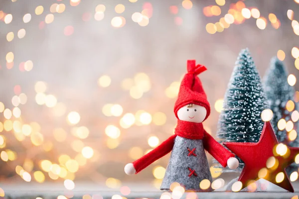 圣诞贺卡 Noel Gnome的背景 圣诞节的象征 — 图库照片