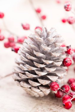Kırmızı böğürtlenli Noel konisi.