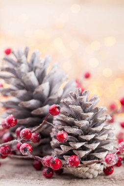 Kırmızı böğürtlenli Noel konisi.