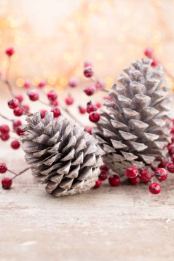 Kırmızı böğürtlenli Noel konisi.