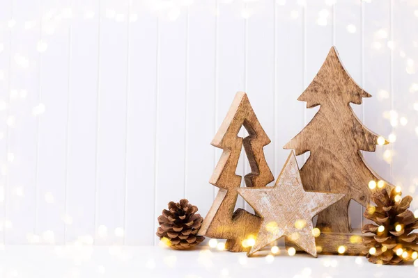 Christmas Decoration White Wooden Background — Stock Photo, Image