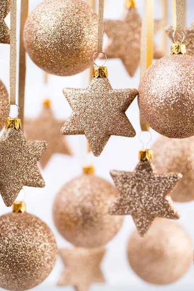Vánoční Lesklý Dekor Zlatá Hvězda Míč — Stock fotografie