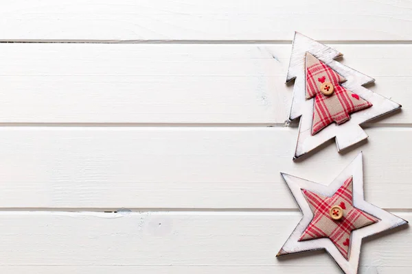 Decoración Navidad Sobre Fondo Blanco Madera — Foto de Stock