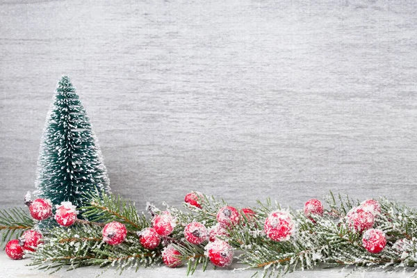 Vánoční Dřevěné Dekorace Šedém Pozadí — Stock fotografie