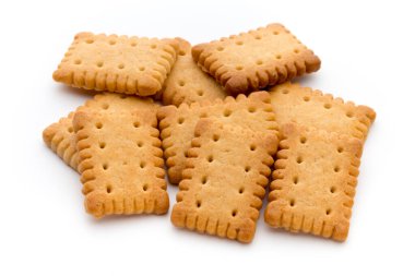 İzole arka planda lezzetli kurabiye bisküvileri.