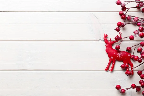 Decoración Navidad Sobre Fondo Blanco Madera — Foto de Stock