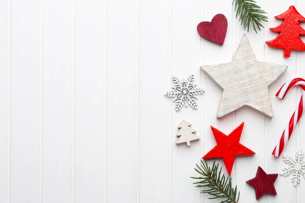 Kerstkaart Met Kerstmis Rustieke Decoraties — Stockfoto