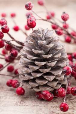 Kırmızı böğürtlenli Noel konisi.