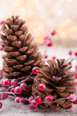 Kırmızı böğürtlenli Noel konisi.