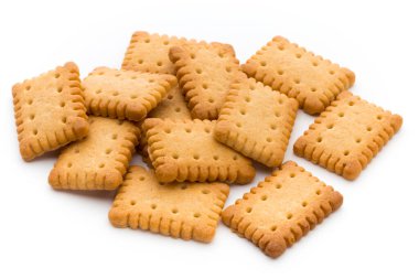 İzole arka planda lezzetli kurabiye bisküvileri.