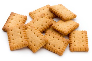 İzole arka planda lezzetli kurabiye bisküvileri.