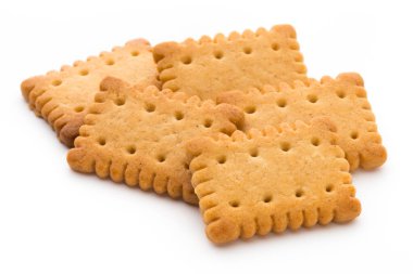 İzole arka planda lezzetli kurabiye bisküvileri.