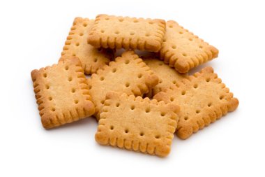 İzole arka planda lezzetli kurabiye bisküvileri.