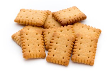 İzole arka planda lezzetli kurabiye bisküvileri.