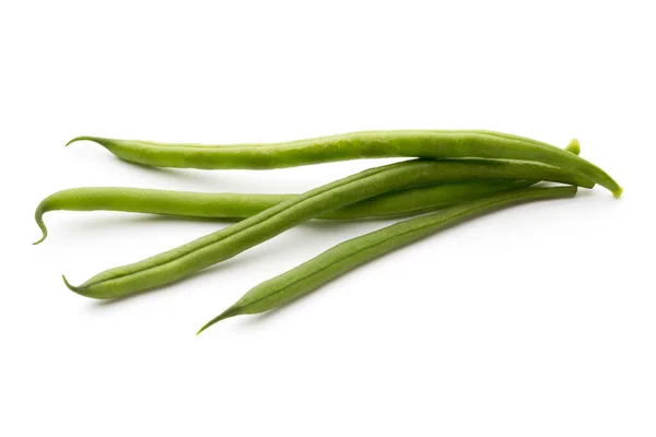 Haricots Verts Isolés Sur Fond Blanc — Photo