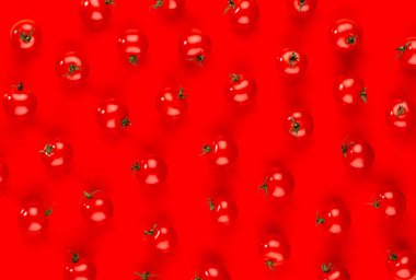 Çeri domatesi, sağlıklı beslenme ve vejetaryenlik. Renk arkaplanı.