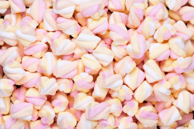 Fotokopi alanı olan renkli marşmelovlar. Üst Manzara. Düz yatıyordu. 