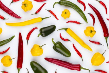 Pastel arka planı olan kırmızı biber deseni, kalıp arka plan tasarımı.