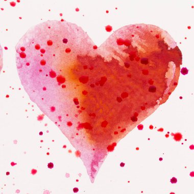 Suluboya kalp. Sevgililer Günü Kutlama kartı, aşk, ilişki, sanat, resim.