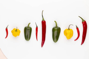 Pastel arka planı olan kırmızı biber deseni, kalıp arka plan tasarımı.