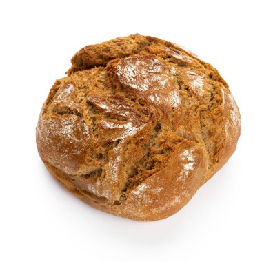 Beyaz arka planda çavdar ekmeği..