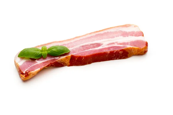 Zwei Stücke Rohes Schweineschmalz Isoliert Auf Weißem Hintergrund Nahaufnahme — Stockfoto