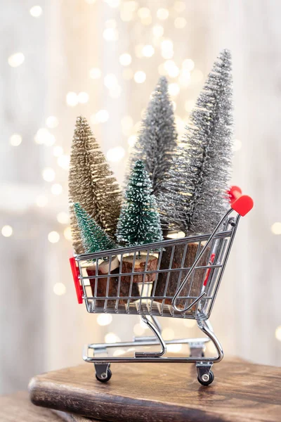 木の上のクリスマスツリー ボケの背景 クリスマスのお祝いの概念 グリーティングカード — ストック写真