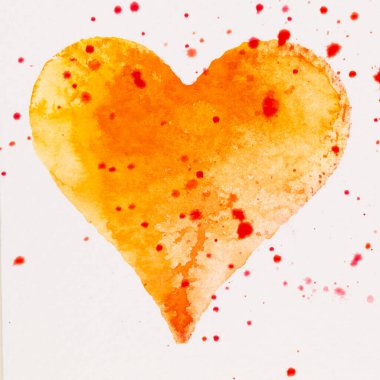 Suluboya kalp. Sevgililer Günü Kutlama kartı, aşk, ilişki, sanat, resim.