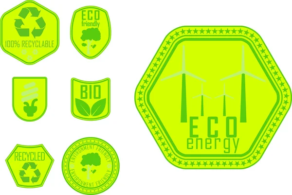 Green eco badges — Stock Vector