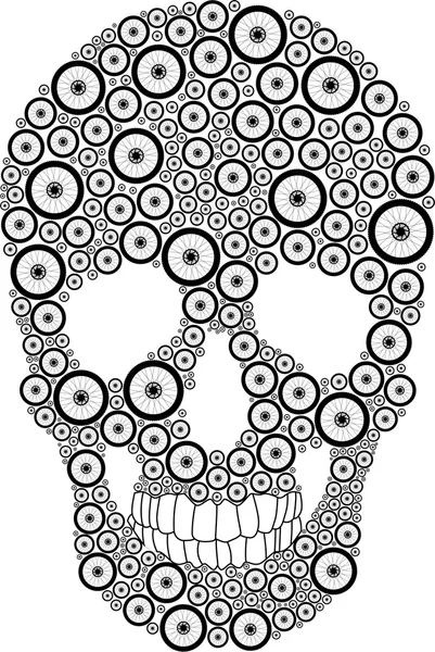 Bike wheel skull — Stock Vector