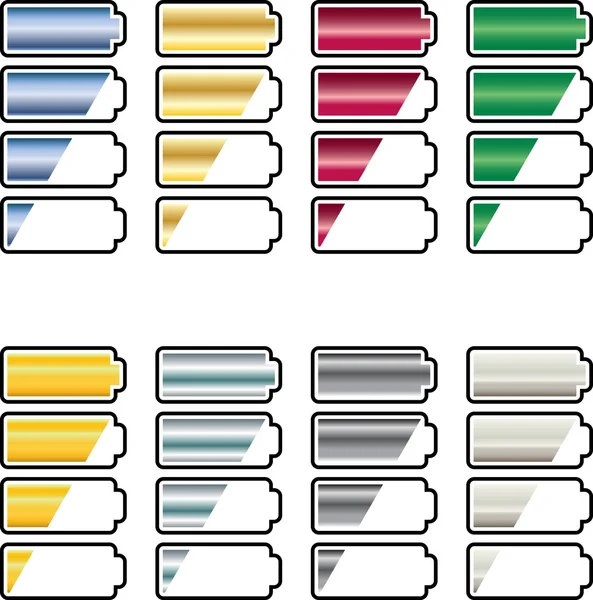 Icone della batteria — Vettoriale Stock