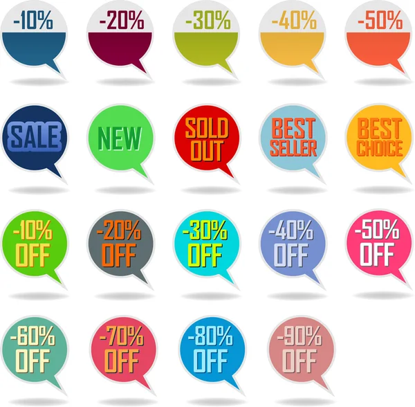 Burbujas de ventas coloridas — Vector de stock