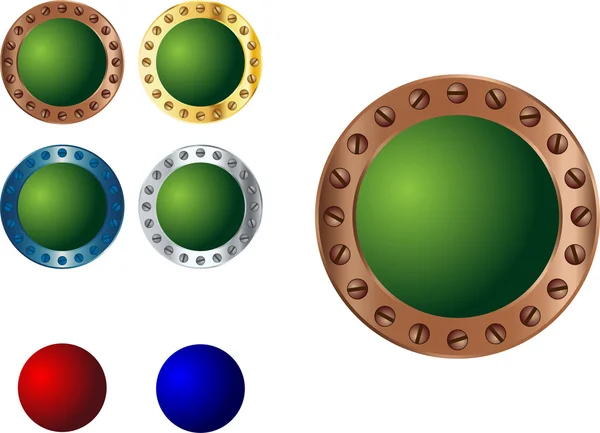 Metallknöpfe aus Glas — Stockvektor