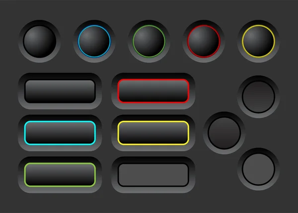 Dark ui buttons set — Stock Vector