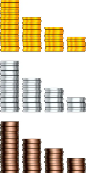 Serie pila di monete — Vettoriale Stock
