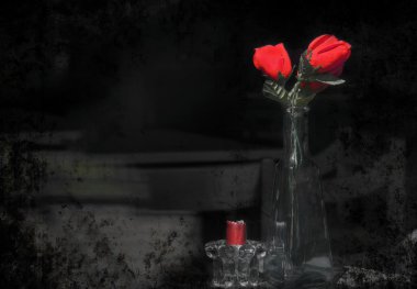Sevgililer güller ve mum
