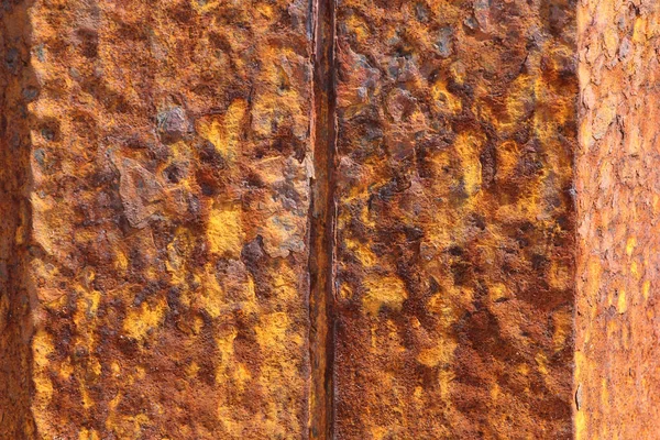 Metallic rusted plates in orange and brown
