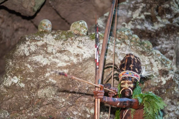 Воин папуасского племени — стоковое фото