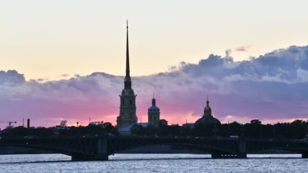 Time Lapse Van Het Peter Paul Fort Bij Zonsondergang — Stockvideo