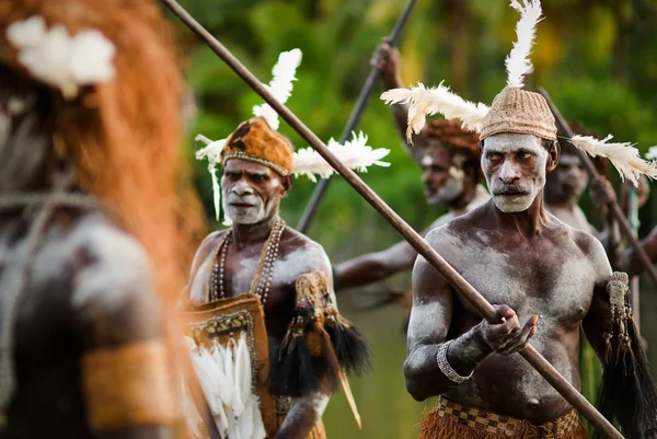 Caçadores de cabeças de uma tribo de Asmat — Fotografia de Stock