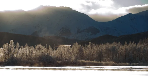 O Vale de Chilkat abaixo de uma cobertura de neve — Fotografia de Stock