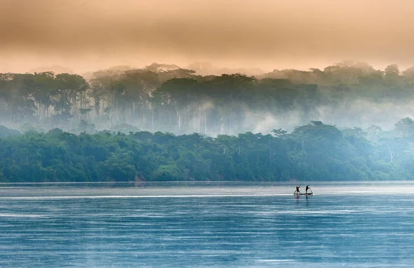 Morning fog on the African river — Stock Photo, Image